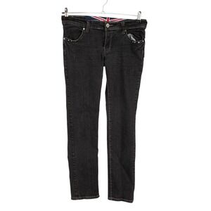 True Rock Skinny Jeans Womens 13/14 Black Rhinestone Chain Embellished Low Rise